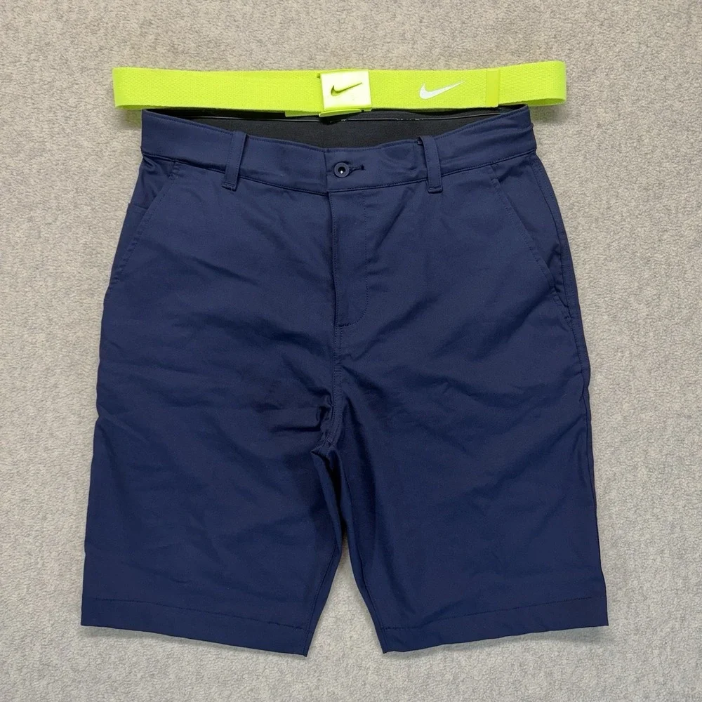 Nike Golf Dri-FIT Flex‎ Shorts Navy Blue Belted Performance Size 32